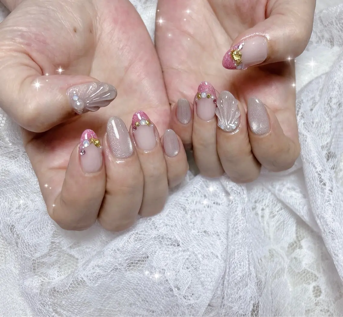 ネイル アートネイル クリアネイル フレンチネイル マグネットネイル ぷっくりネイル ハンドネイル FLARE NAIL フレアネイルのネイルデザイン
