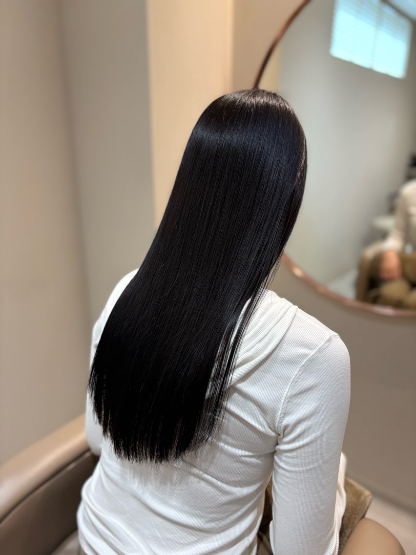 ロング カット 縮毛矯正 トリートメント 難波美容師/髪質改善 /赤み消しカラーのヘアスタイル