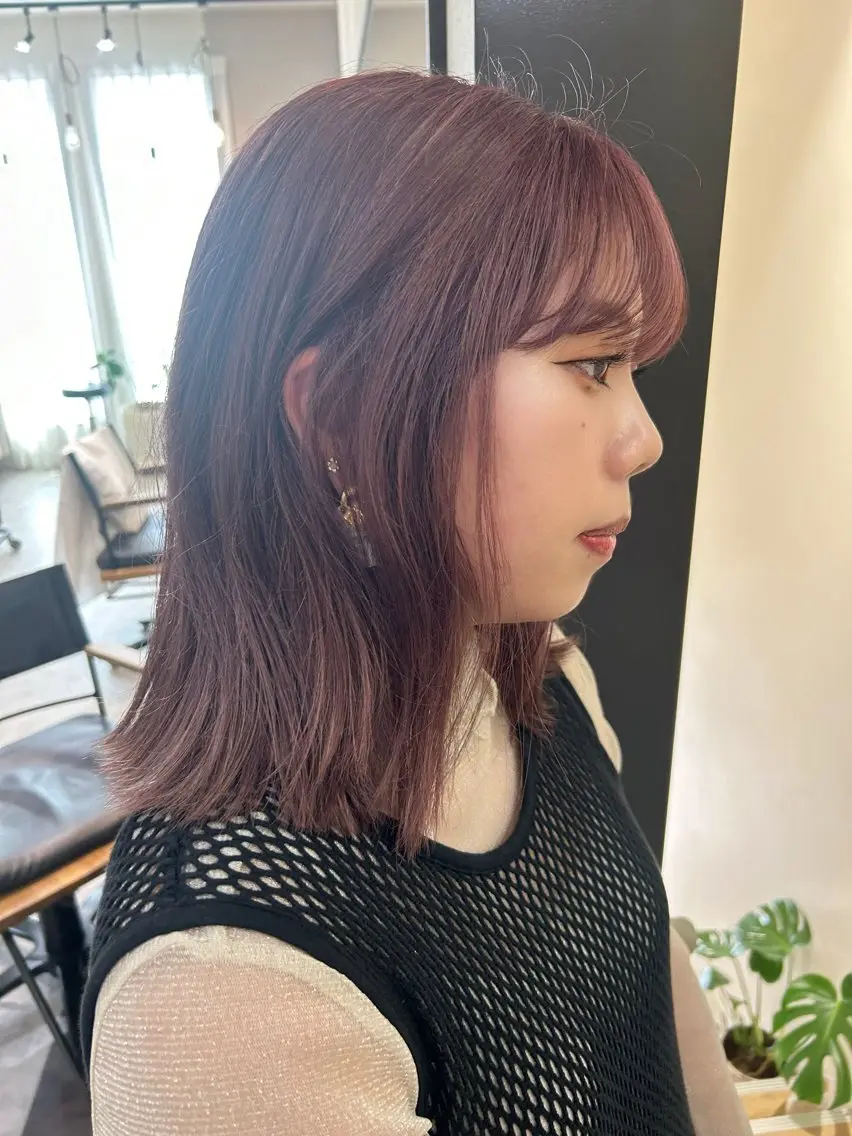 セミロング カラー ブリーチ ラベンダーカラー ピンクカラー ピンクラベンダー カット ヘアカラー トリートメント hubhair レイヤー/透明感のヘアスタイル