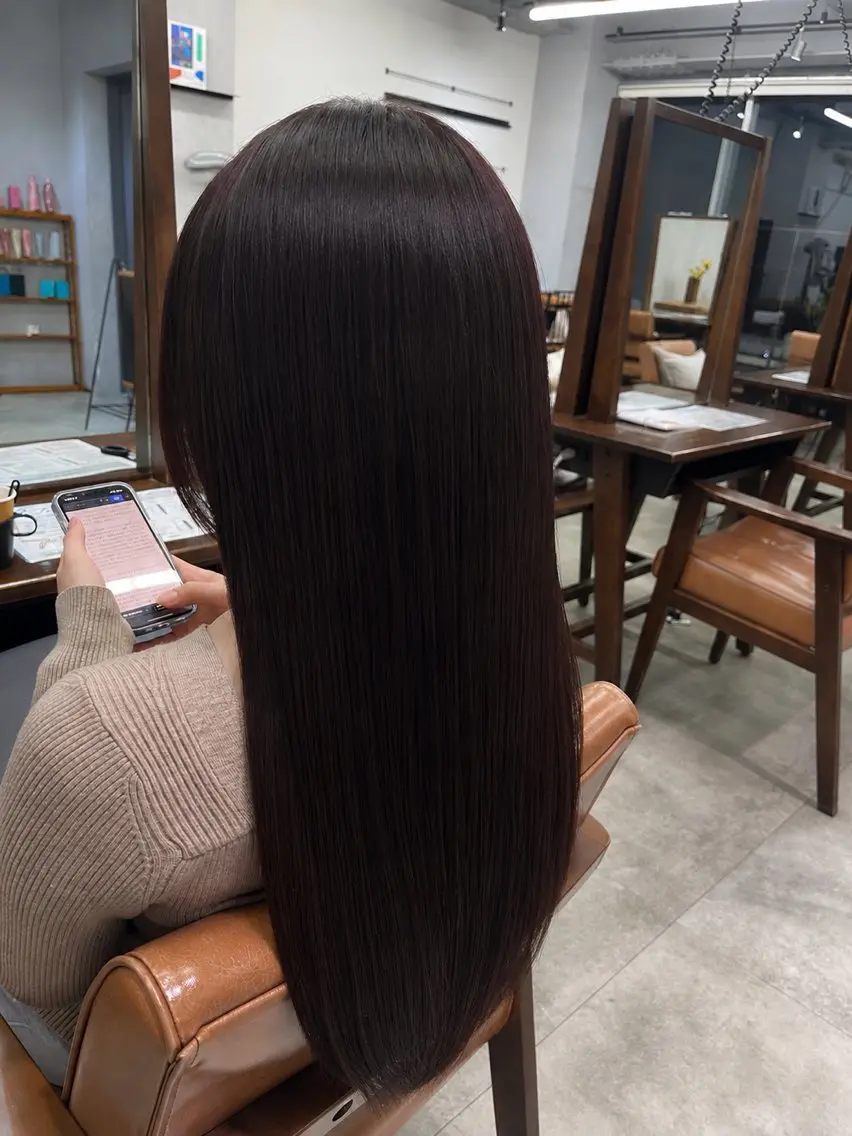 セミロング カラー パーマ ヘアカラー 縮毛矯正 縮毛矯正 / 透明感カラー首藤大翔のヘアスタイル