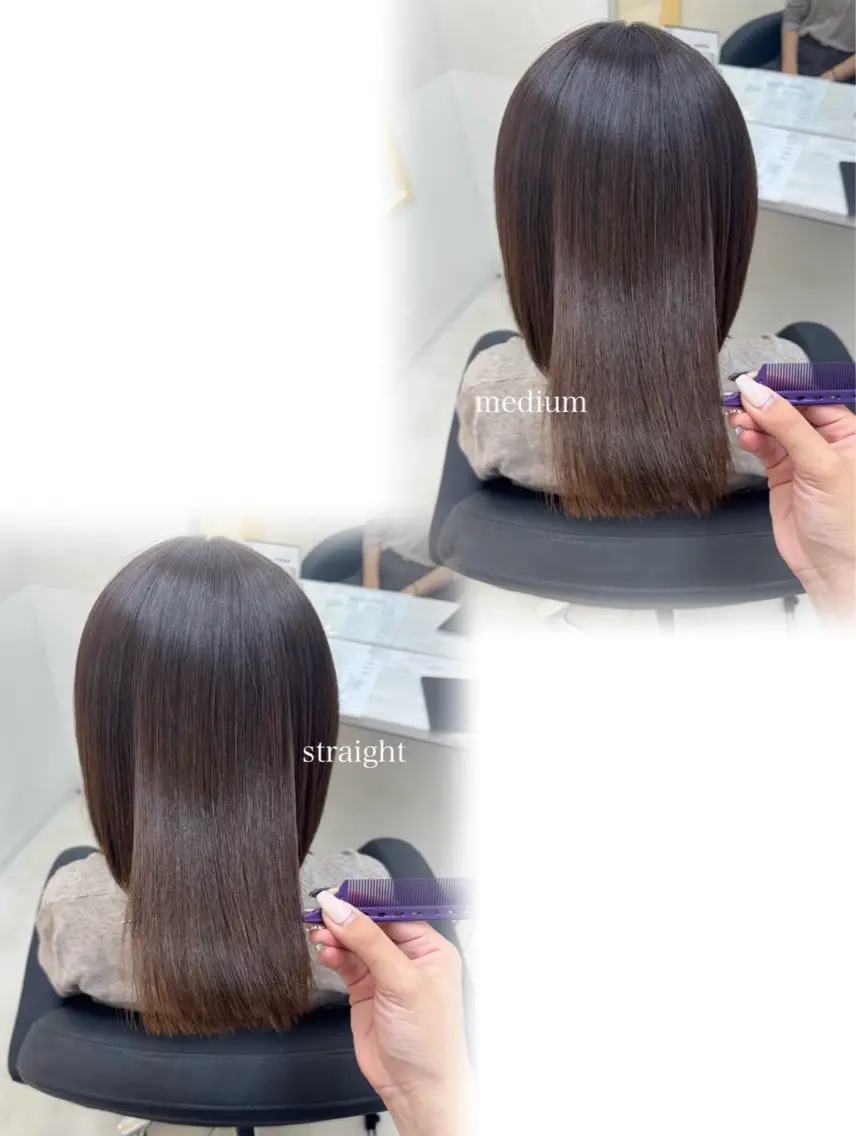 ミディアム 縮毛矯正 透明感カラーボブ レイヤー/asukaのヘアスタイル