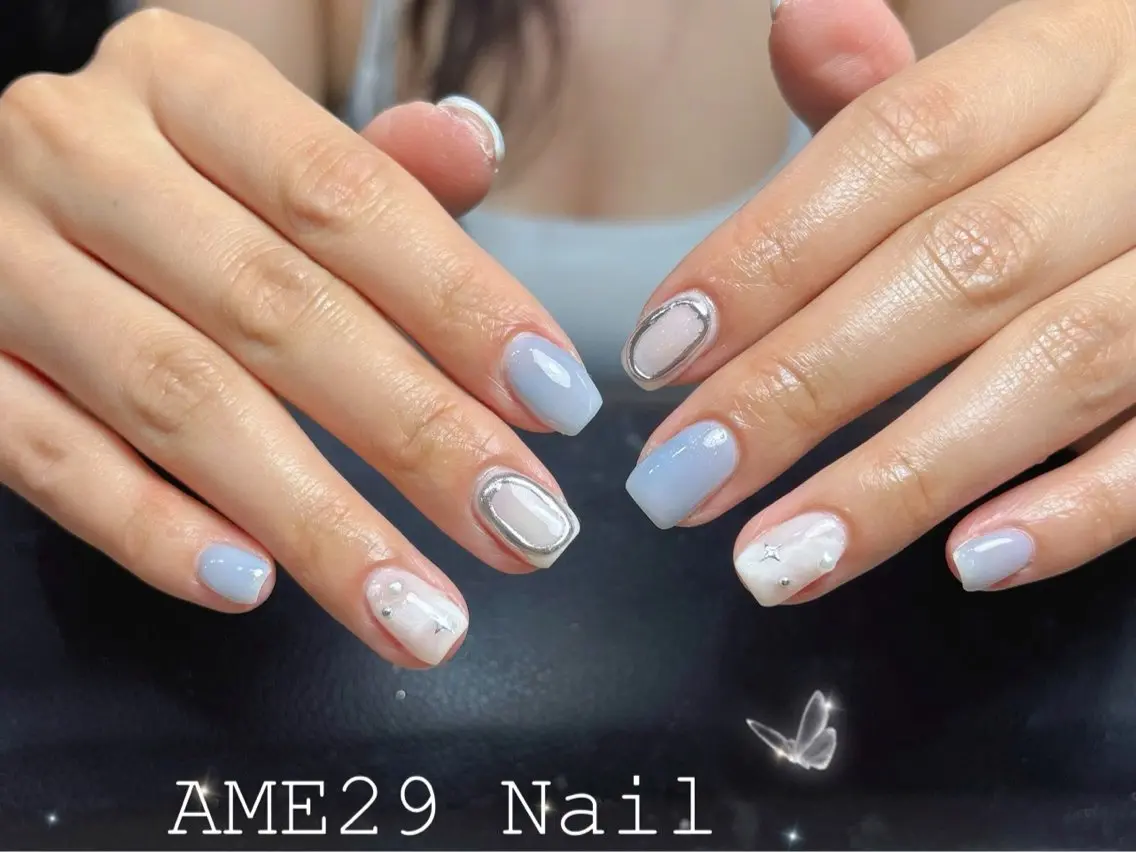 ネイル アートネイル ジェルネイル グラデーション ラメ(グリッター) マグネットネイル AME29 Nail ネイルサロンのネイルデザイン