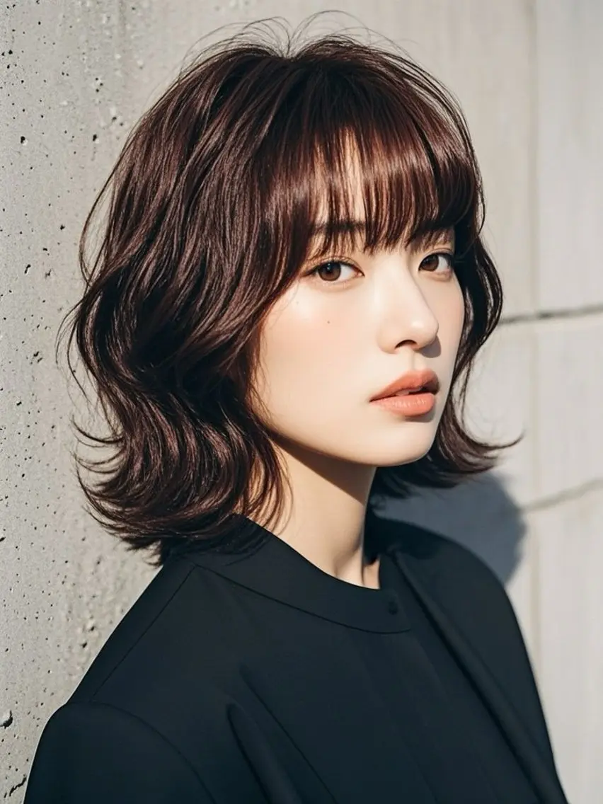 ミディアム ショートボブ ミディアムレイヤー ミディアムパーマ アッシュ ボブ カット ヘアカラー トリートメント ウルフカット 811 大阪梅田 ウルフのヘアスタイル