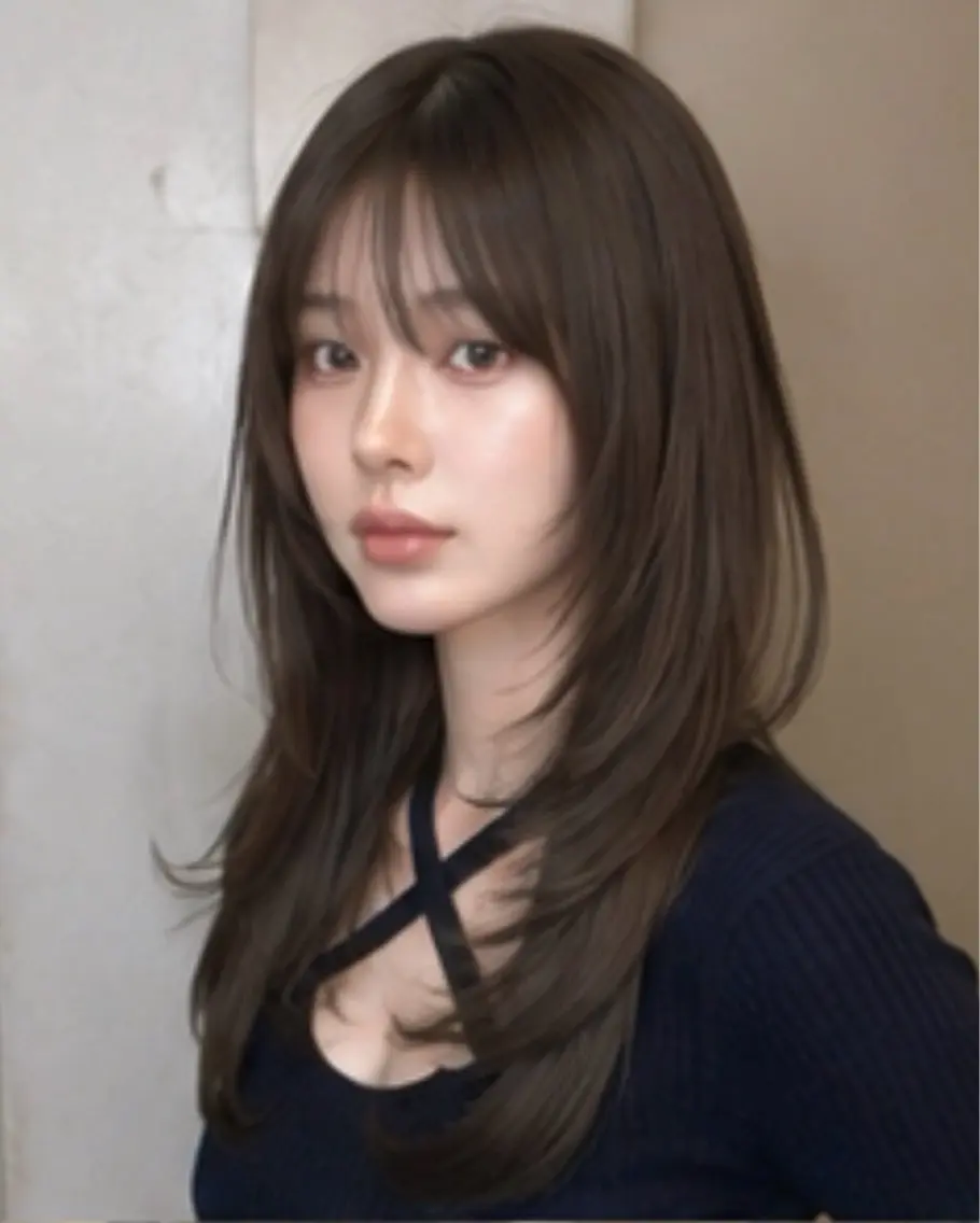 ロング 韓国風ヘア レイヤーカット ロング メンズ特化/レイヤー 垢抜け/表参道のヘアスタイル