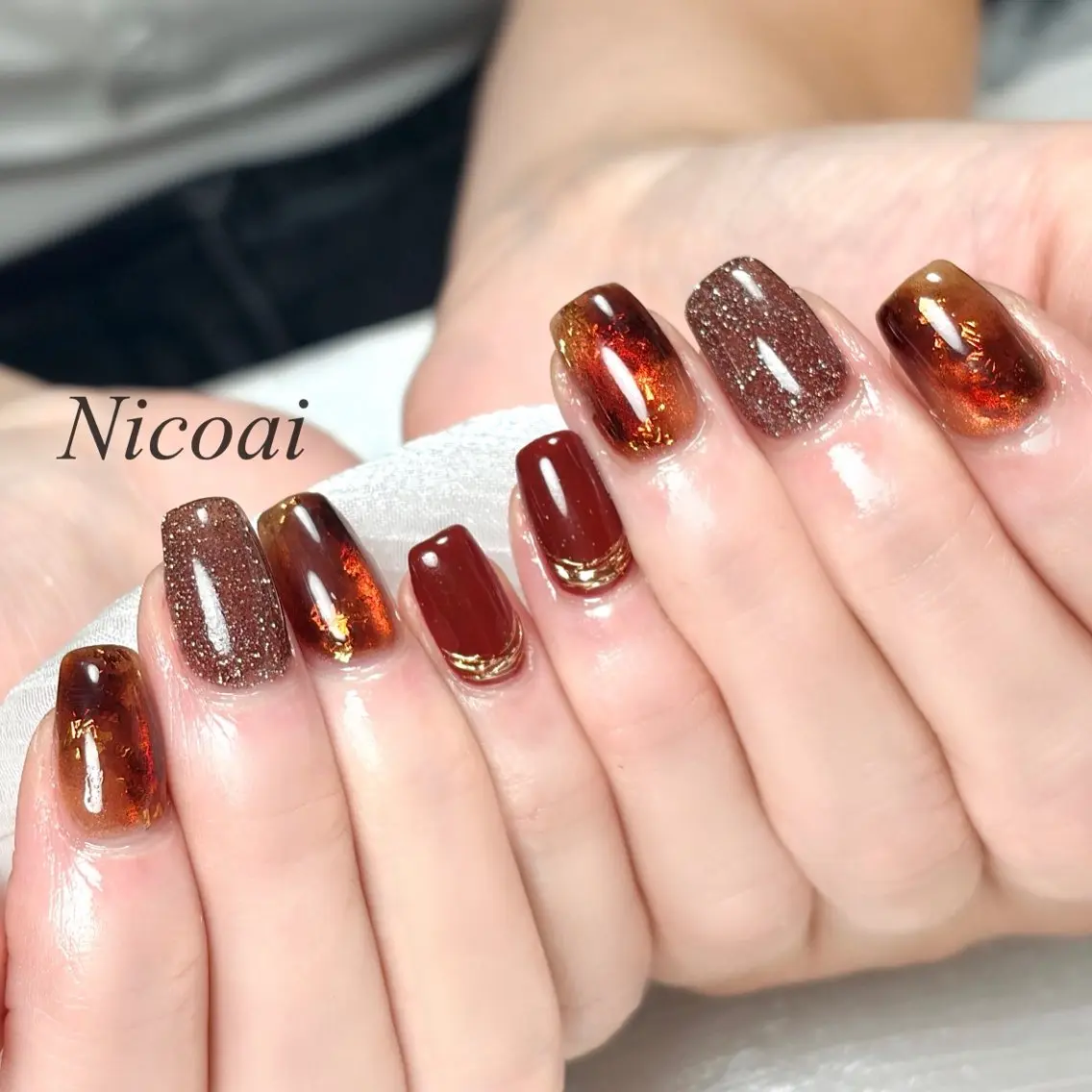 ネイル べっ甲ネイル マグネットネイル NailSalon Nicoaiのネイルデザイン