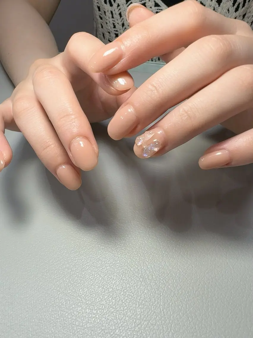 ネイル クリアネイル オフィスネイル リボン シンプルネイル nailsalon urümのネイルデザイン