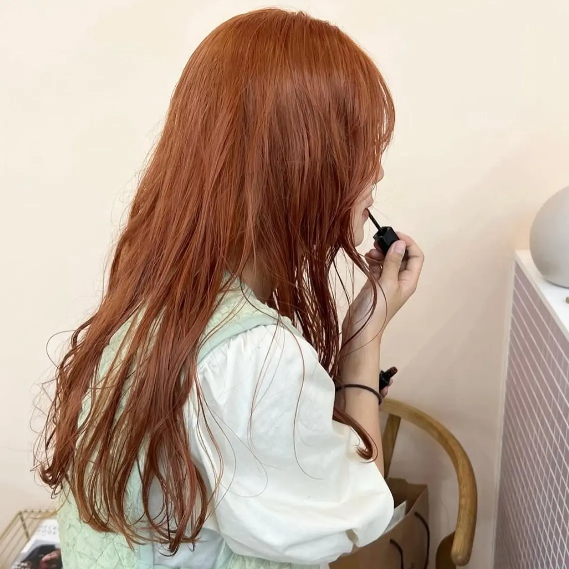 ロング カラー オレンジ ヘアカラー カットモデル yumekaのヘアスタイル