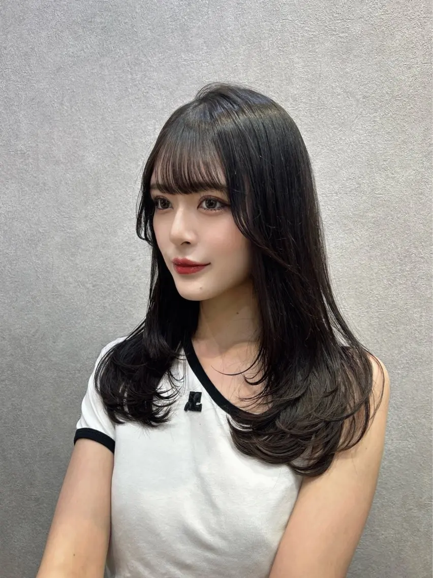 セミロング カラー ヘアアレンジ レイヤーカット 🩷韓国ヘア/ヨシン モリ🩷Maikaのヘアスタイル