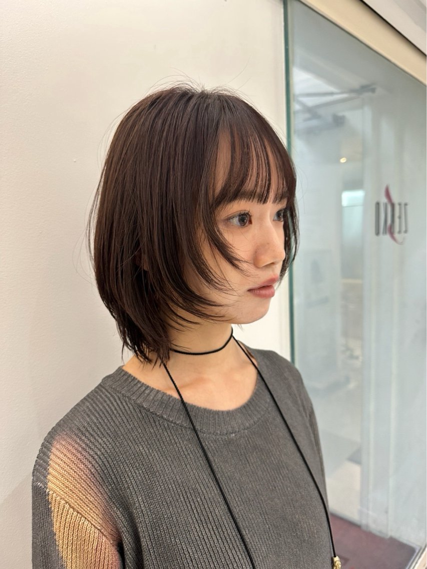 ミディアム 顔周りカット レイヤーカット カット ヘアカラー 岩崎唯人 /カットパーマのヘアスタイル