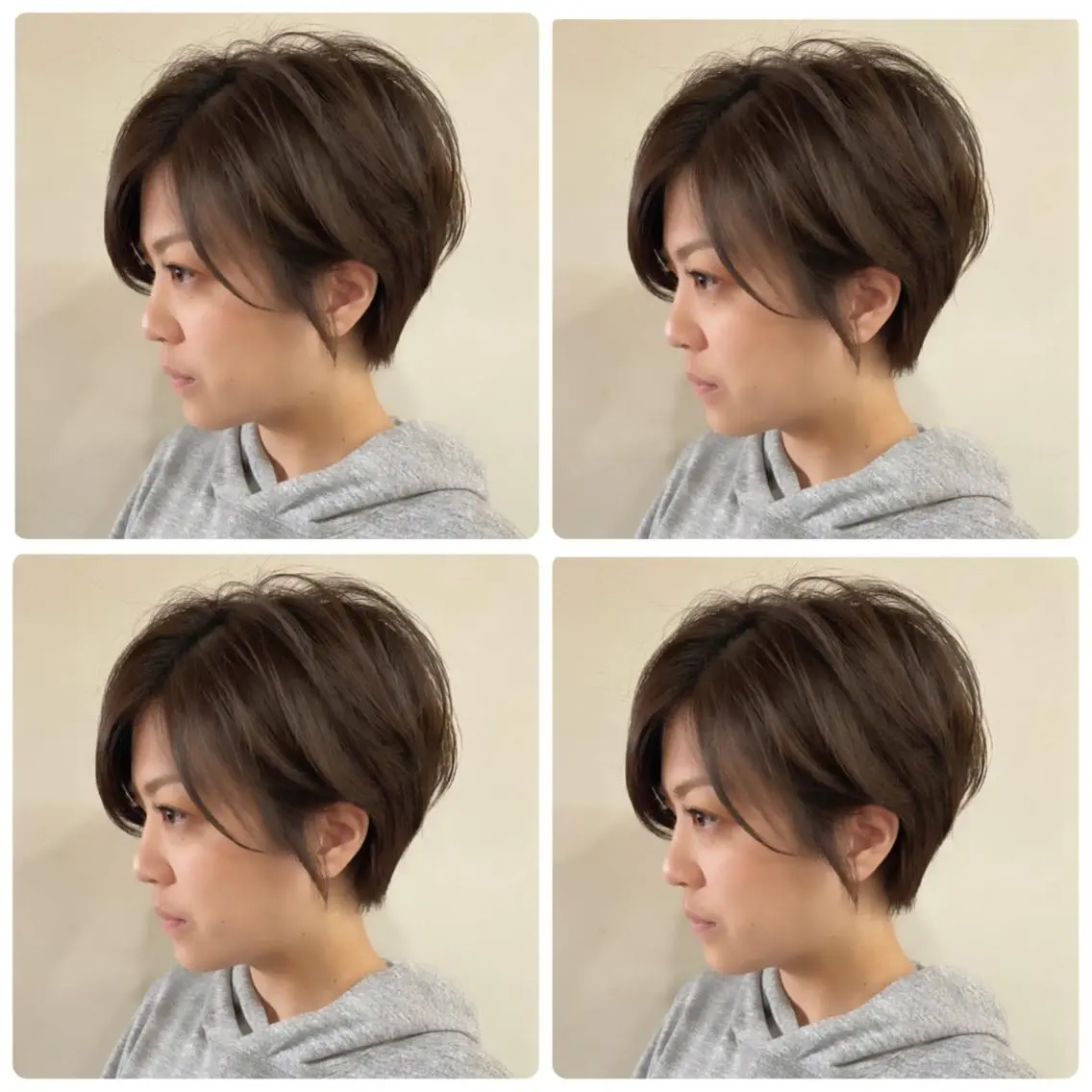 ショート カラー ショートボブ ハンサムショート 丸みショート デザインカラー ハイライトカラー カット ヘアカラー 京都大人女性ショート 徒歩1分/秋山のヘアスタイル