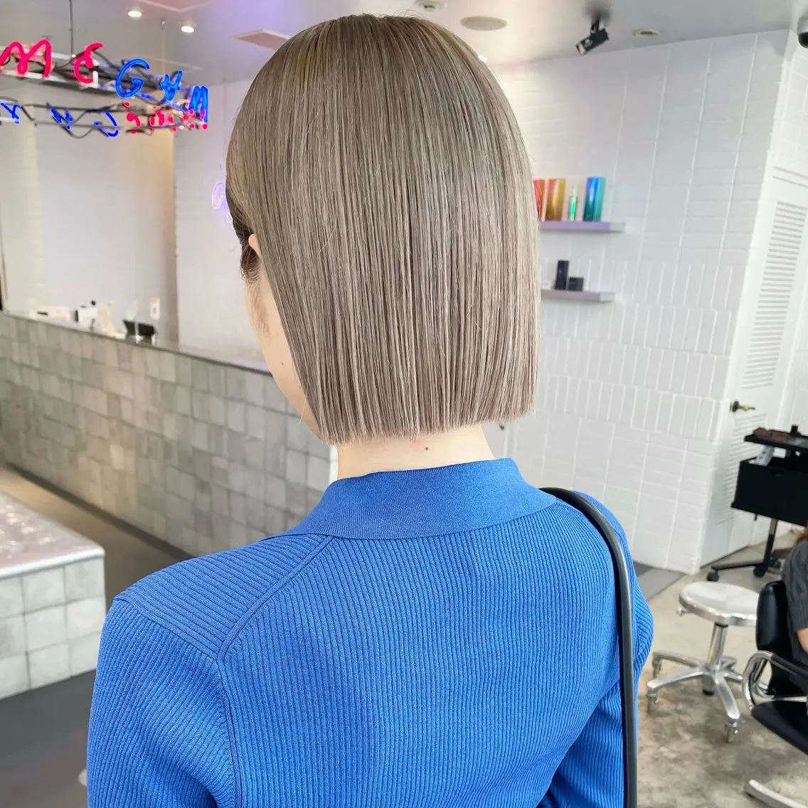 ショート カラー メンズ グレージュ ミルクティーグレージュ ヘアカラー トリートメント ボブ×柔らかいカラー 🌷misaki𓍼のヘアスタイル
