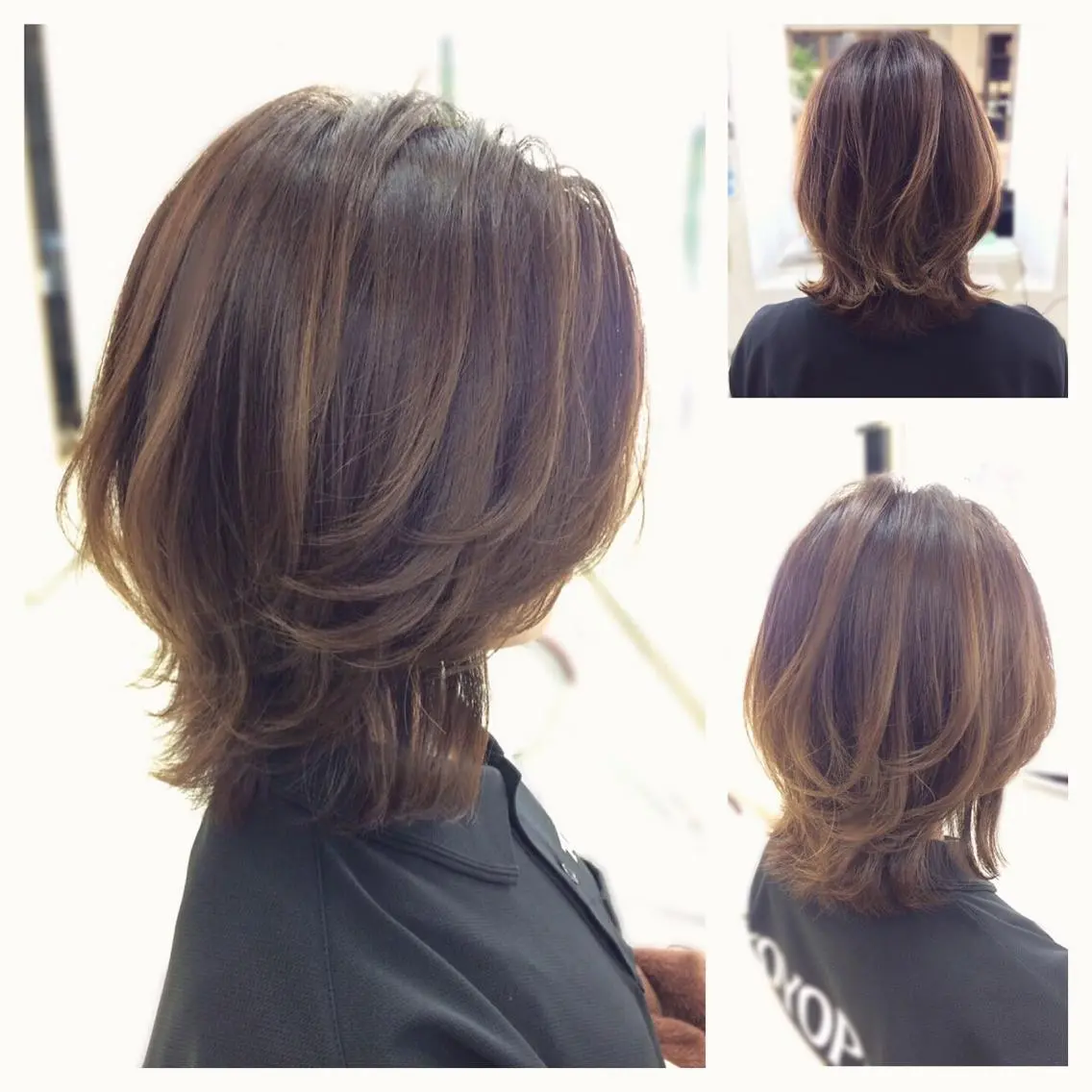 ミディアム レイヤーカット カット ヘアカラー トリートメント いけだ ゆうのヘアスタイル