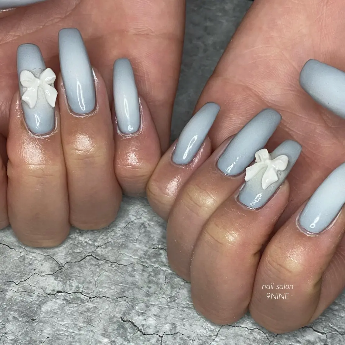 ネイル リボン ハンドネイル nail salon 9NINEのネイルデザイン