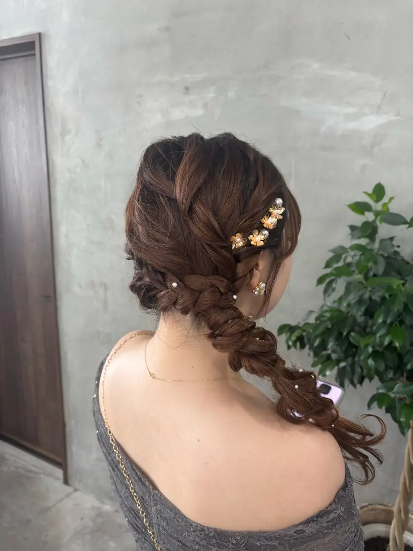 ヘアアレンジ 結婚式・ブライダル 浴衣 ✨透明感艶カラー ✨💍Yuri💍のヘアスタイル