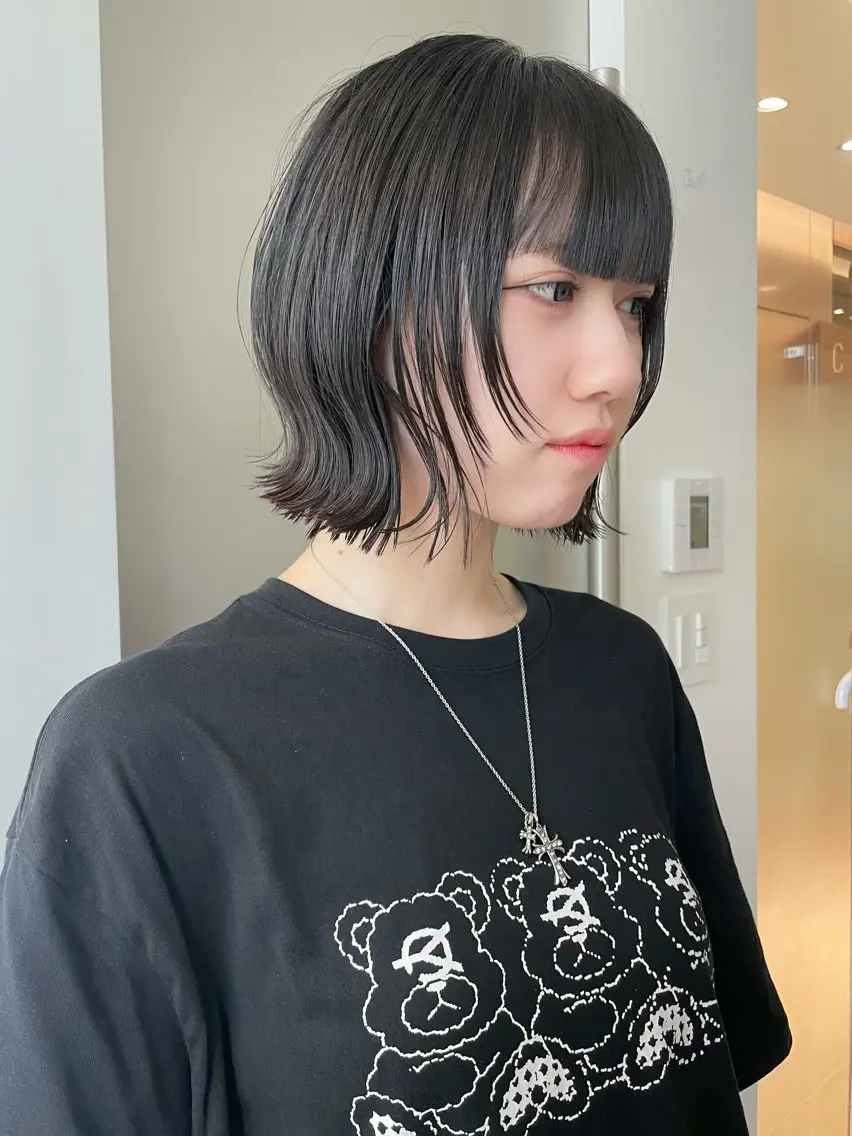 ミディアム ボブ くびれヘア 石川玲菜/ 髪質改善ボブ/メンズのヘアスタイル