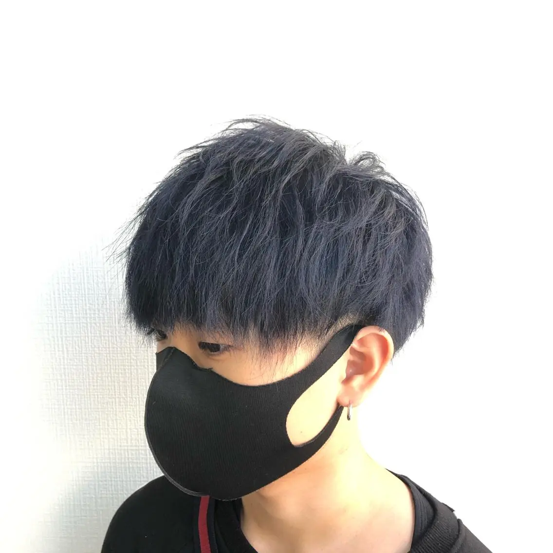 ショート カラー メンズ メンズブリーチ 黒髪 ブリーチ パープルカラー パープルブラック カット ヘアカラー トリートメント RAIA💎ケア ブリーチ&パーマ💎のヘアスタイル