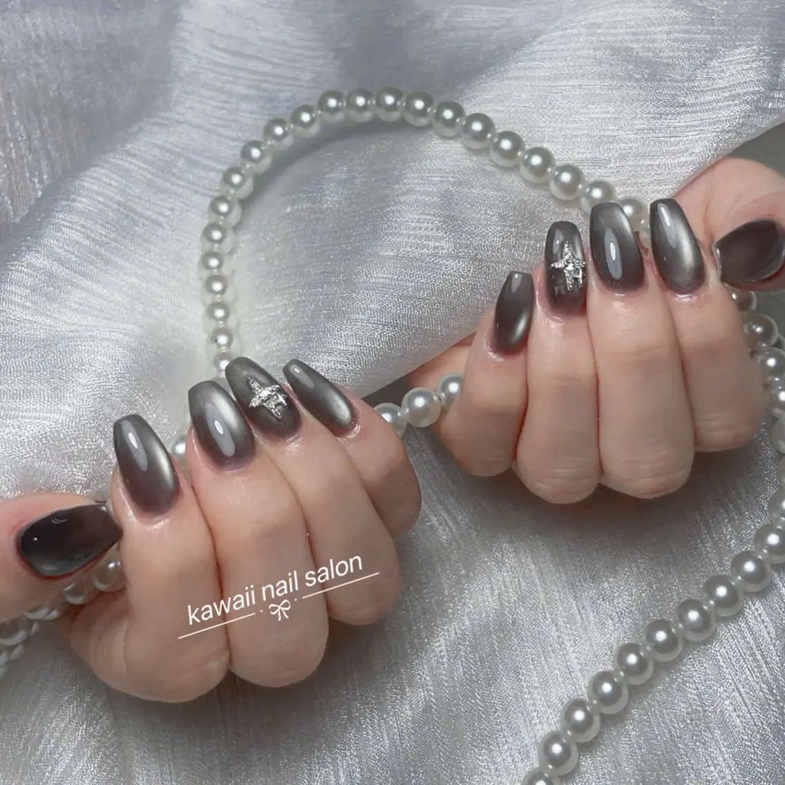 ネイル 長さ出し フレンチネイル ジェルネイル 韓国ネイル マグネットネイル Kawaii _Nailのネイルデザイン