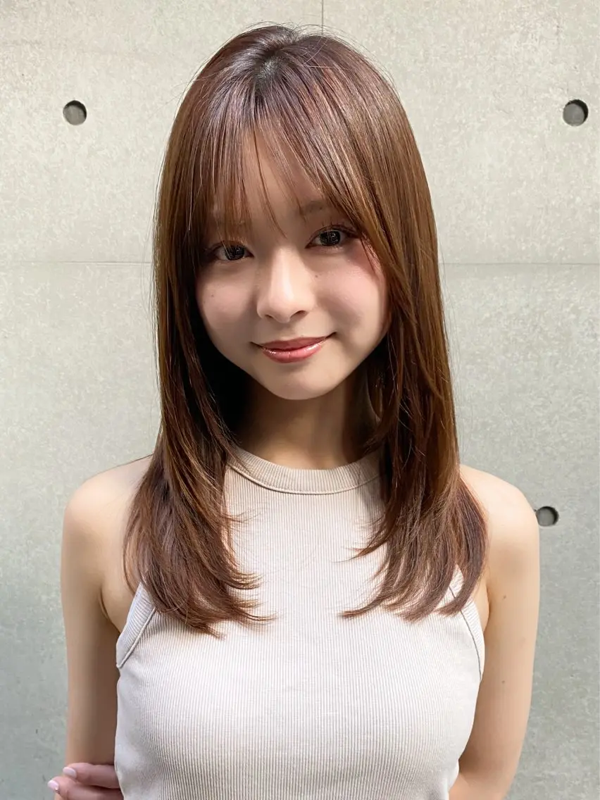 セミロング カラー レイヤーカット 縮毛矯正 カット ヘアカラー 縮毛矯正 トリートメント レイヤー×縮毛矯正✨ 髪質改善/佐藤侑哉のヘアスタイル