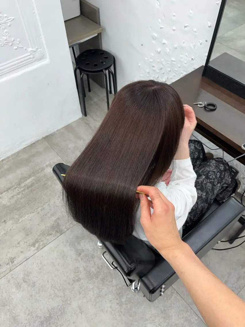 ロング ヘアカラー トリートメント 縮毛矯正/髪質改善 /艶カラー/こうめいのヘアスタイル