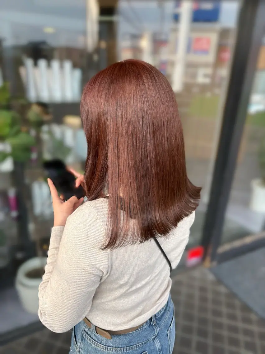ミディアム オレンジブラウン arika ninaのヘアスタイル