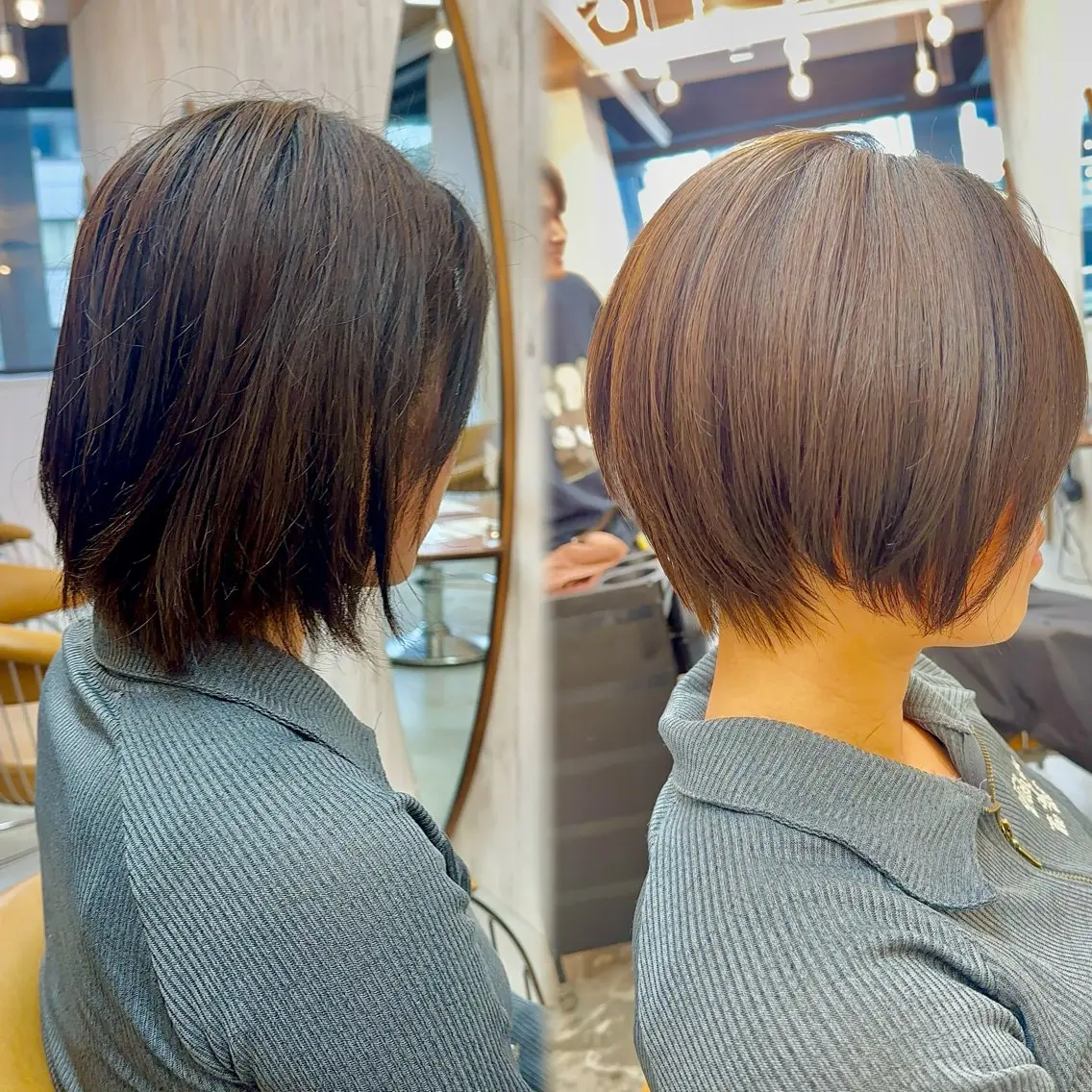ショート カラー 縮毛矯正 カット ヘアカラー 縮毛矯正 トリートメント 巻ける縮毛矯正✨ ボブ/ショートともきのヘアスタイル