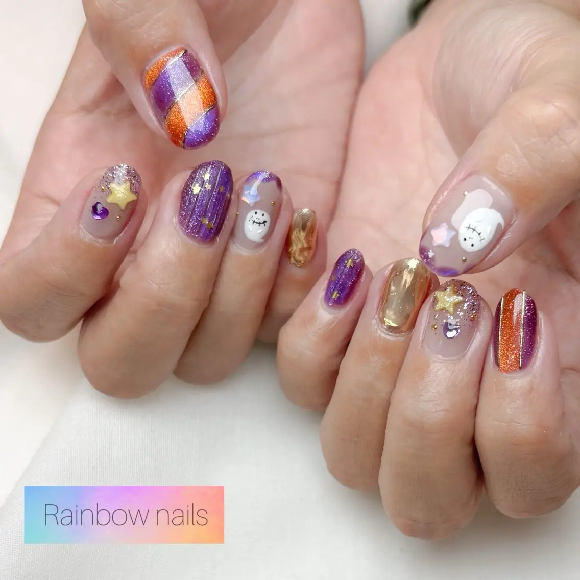 ネイル ハンドネイル Rainbow nailsくろちゃんのネイルデザイン