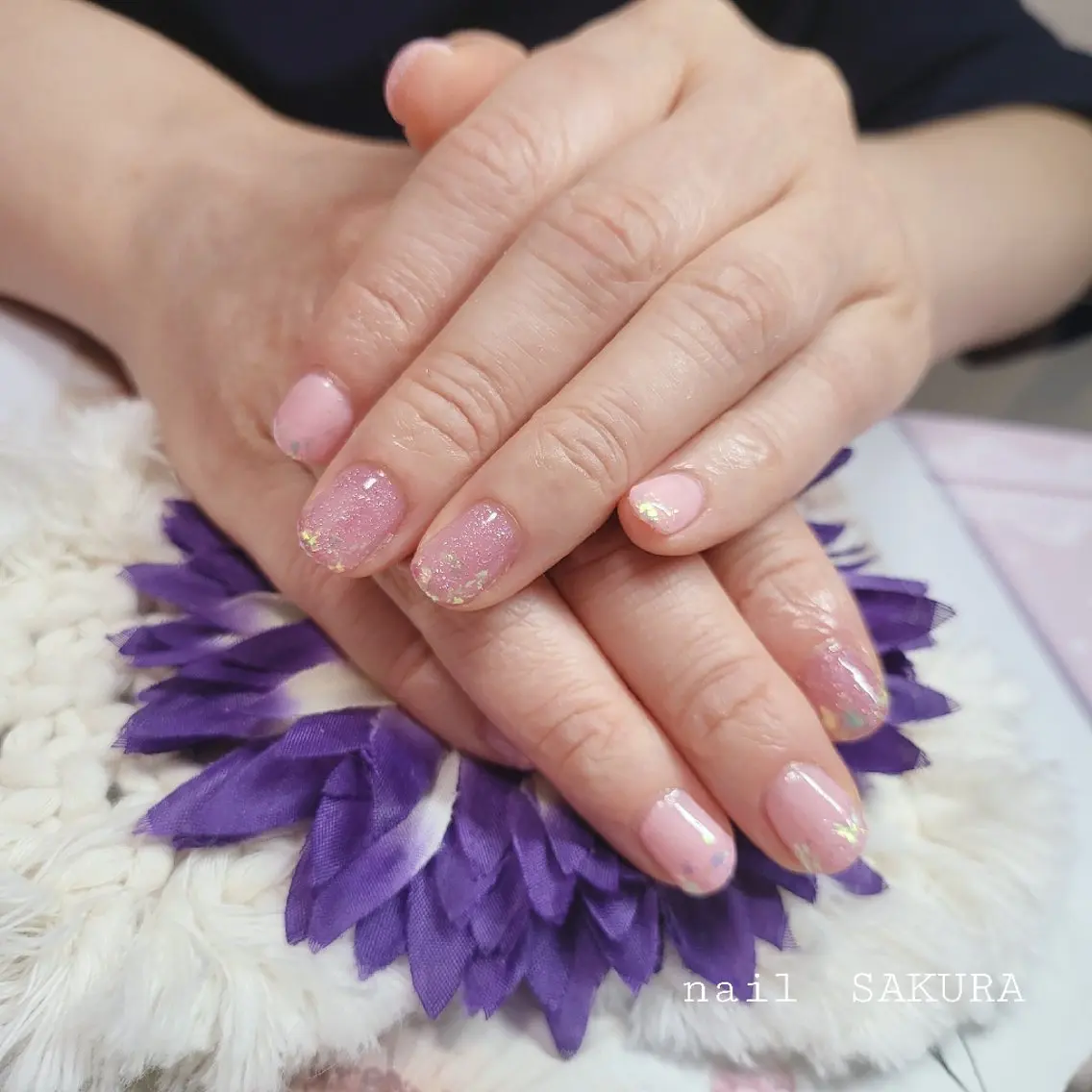 ネイル キラキラネイル ワンカラーネイル nailSAKURA さとうゆきえのネイルデザイン