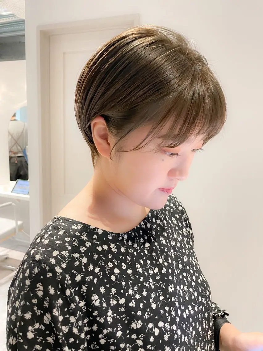 ショート カラー アッシュ 透明感カラー ヘアカラー トリートメント ✨ブリーチなし透明感 池袋 水野のヘアスタイル