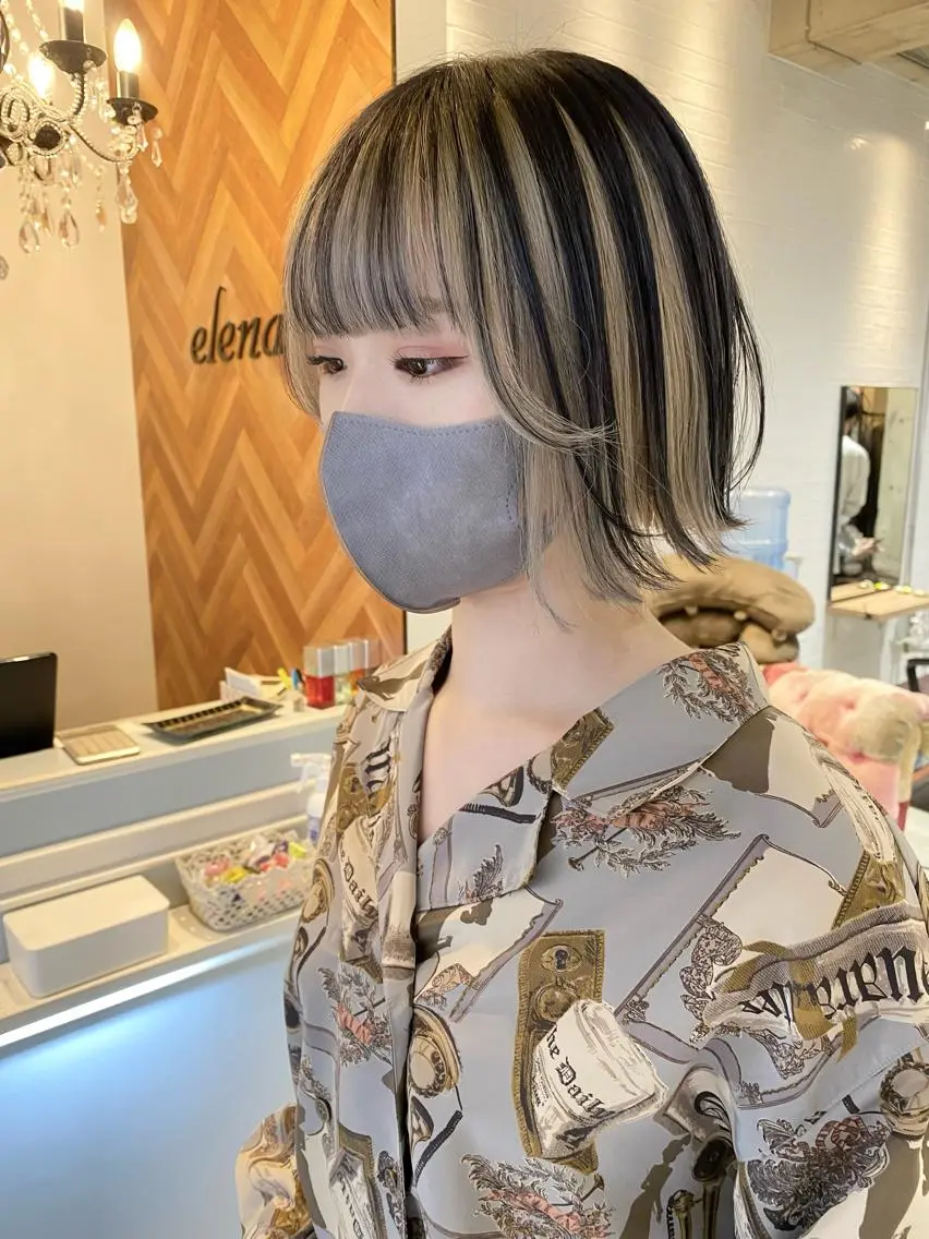 インナーカラー🌈フェイスフレーミング🌈イヤリングカラー＋カット💇🏼‍♀️の写真