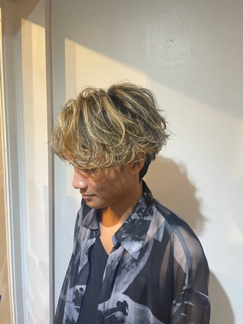 ミディアム ミディアムパーマ メンズパーマ/茶屋町 /瀧内のヘアスタイル
