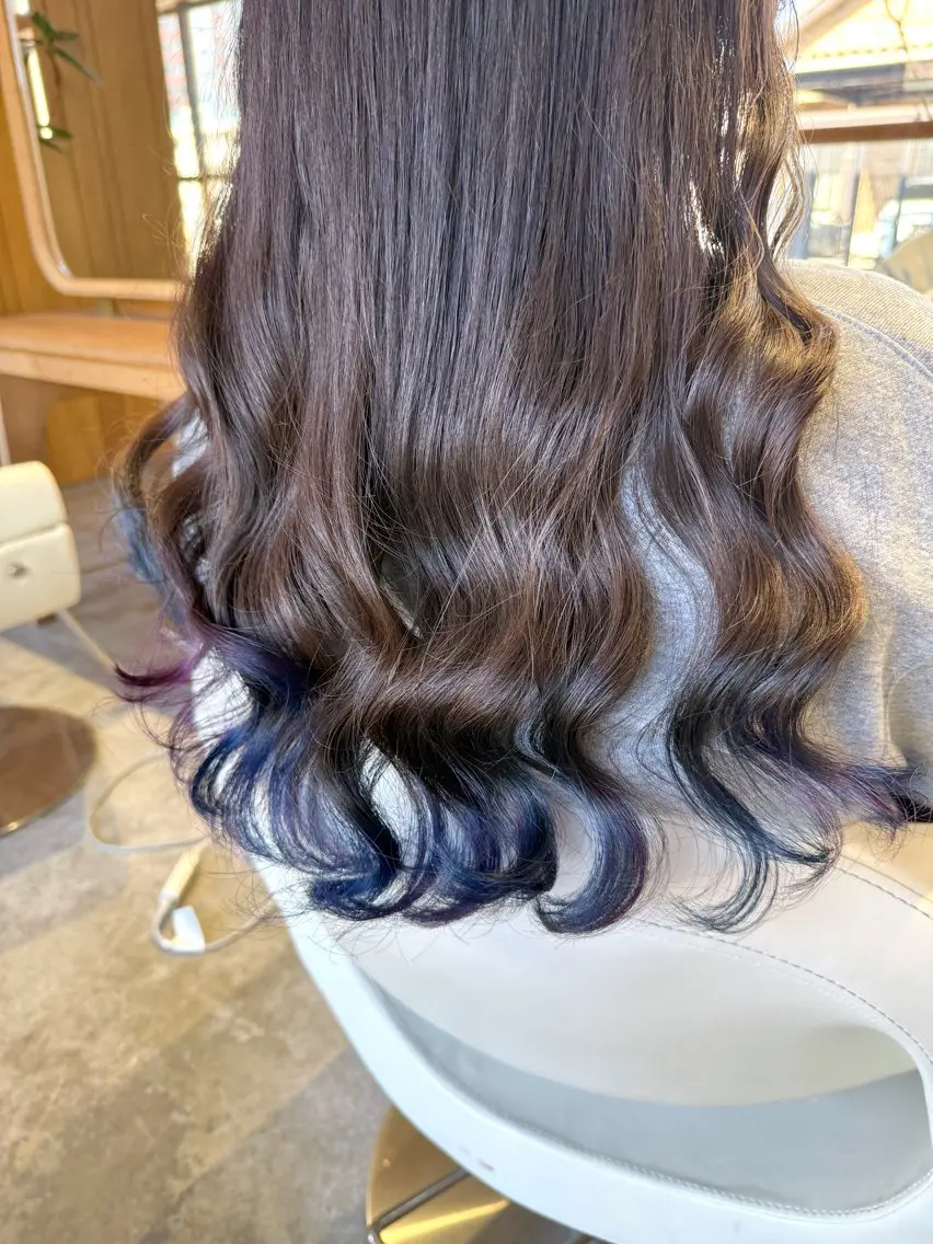 ロング カラー ネイビーカラー バイオレットカラー カット ヘアカラー fulam/ WATANABEのヘアスタイル