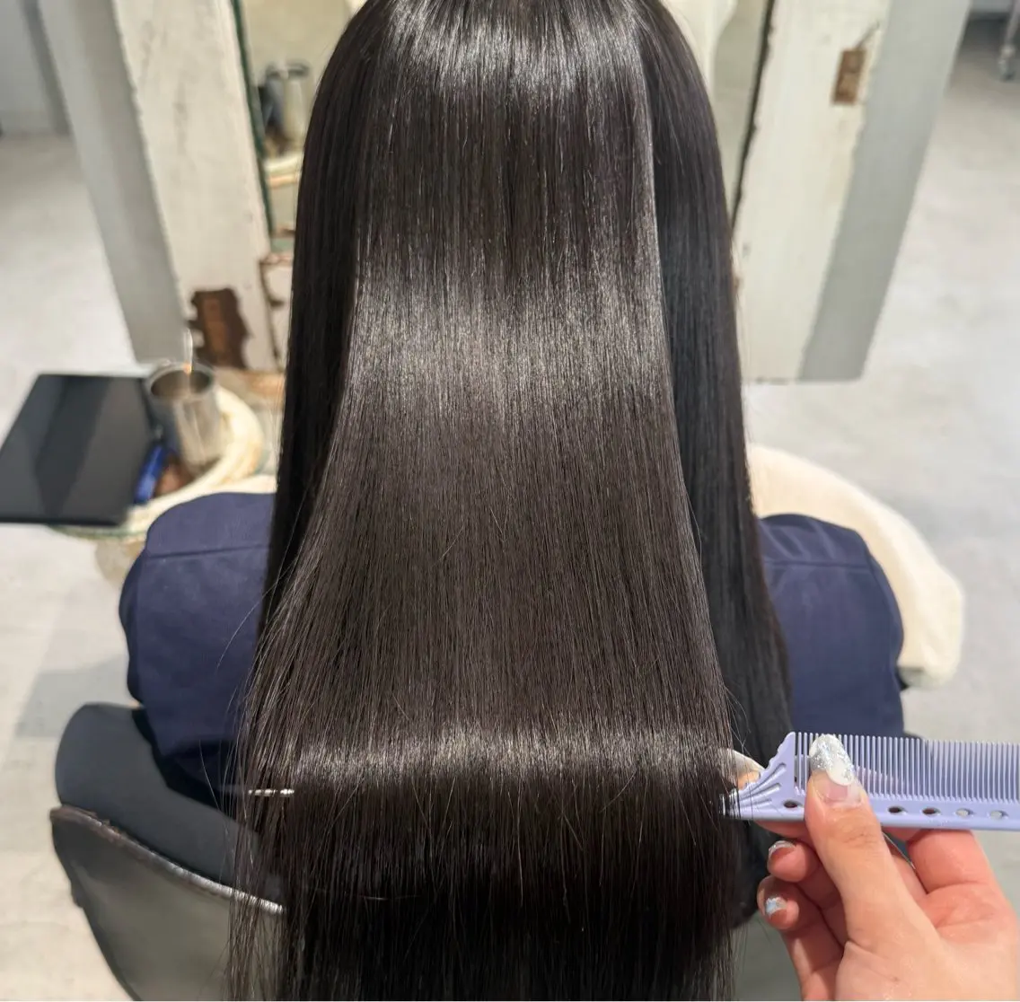 ロング 縮毛矯正 être 加藤 悠花のヘアスタイル