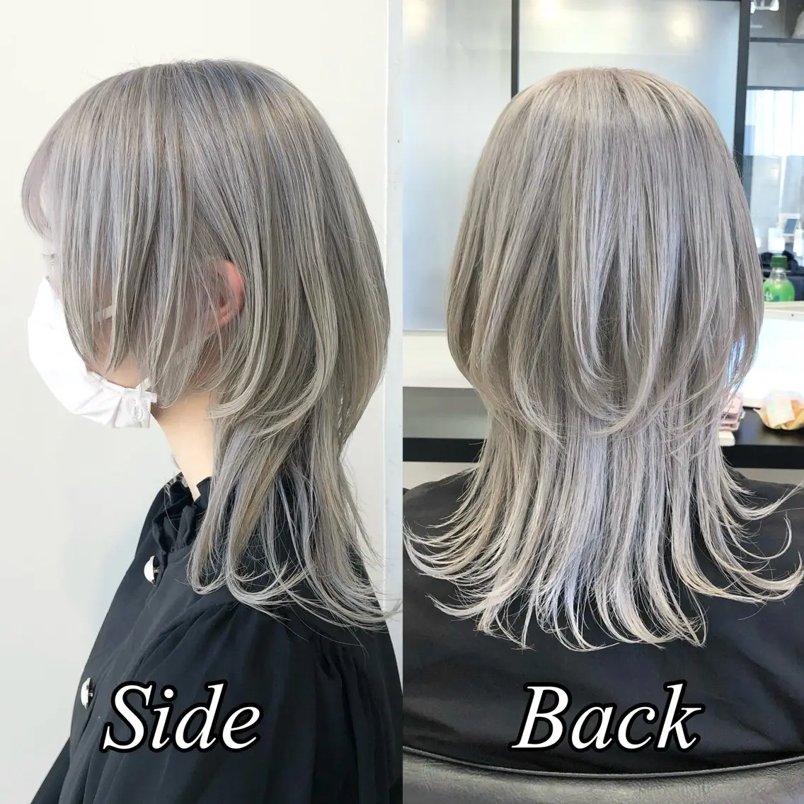 ミディアム カラー ヘアアレンジ ハイトーンカラー ウルフカット ヘアカラー トリートメント ｲﾝﾅｰｶﾗｰ屋さん 🫧伊藤拓実のヘアスタイル