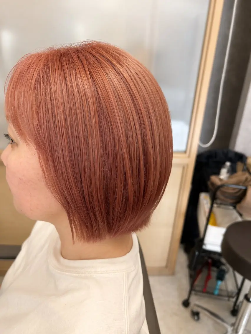 セミロング カラー ブリーチ ケアブリーチ ピンクカラー ヘアカラー 久木原 ゆりのヘアスタイル