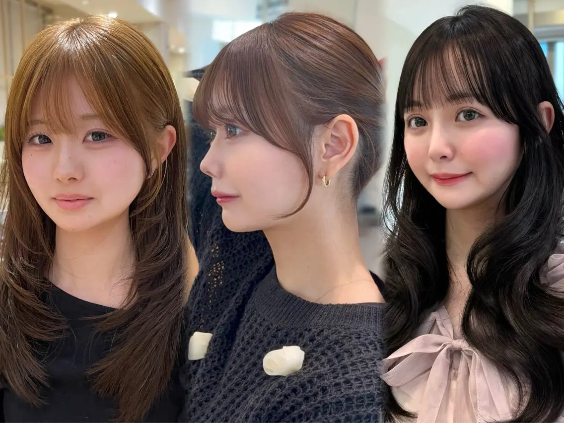 ロング カット ヘアカラー トリートメント 表参道小顔カット前髪 割れ改善クロスパーマのヘアスタイル