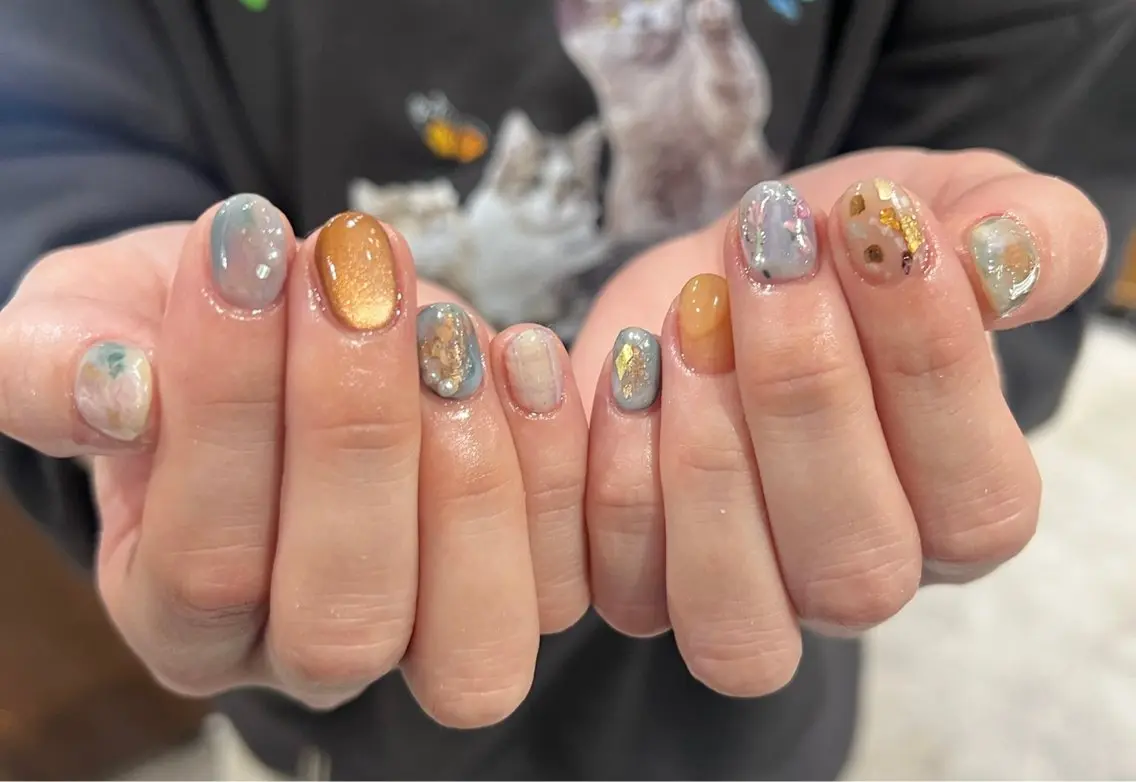 ネイル アートネイル フラワーネイル 持ち込み ニュアンスネイル ハンドネイル may .のネイルデザイン