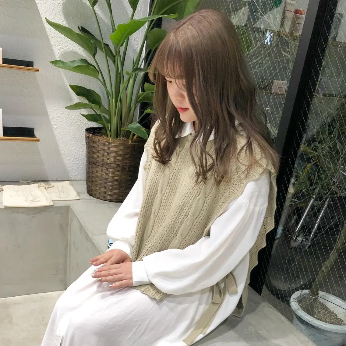 セミロング カラー パーマ ヘアアレンジ ブリーチ パーマスタイル🔅 sayacaのヘアスタイル