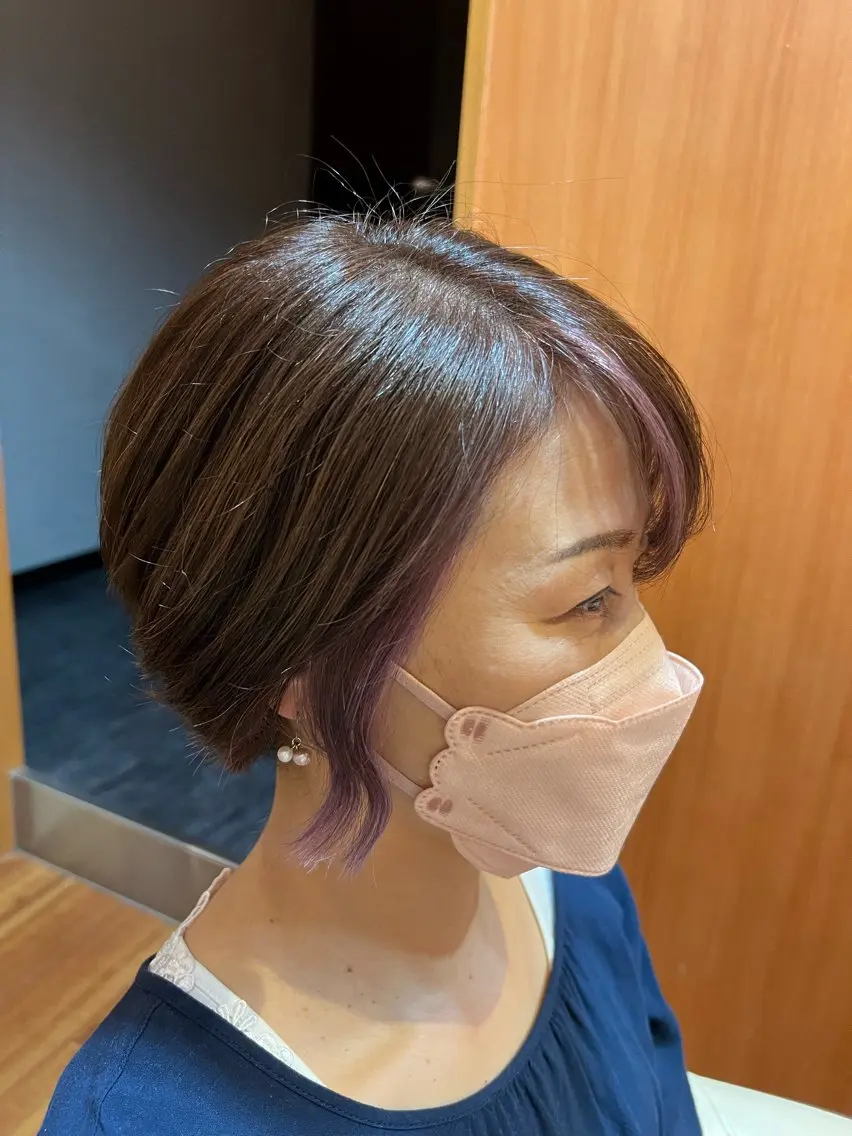 ショート カラー ショートボブ 透明感カラー イヤリングカラー ラベンダーカラー ボブ 田村 友吾のヘアスタイル