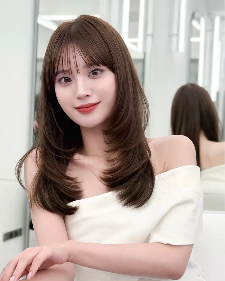 セミロング ヘアカラー トリートメント 韓国風黒髪🪽🩶 リンカのヘアスタイル