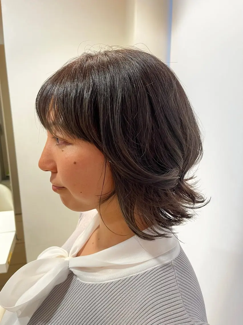 ミディアム ショートボブ ボブ くびれヘア ️ちば🩵JILLE 恵比寿 透明感カラーのヘアスタイル