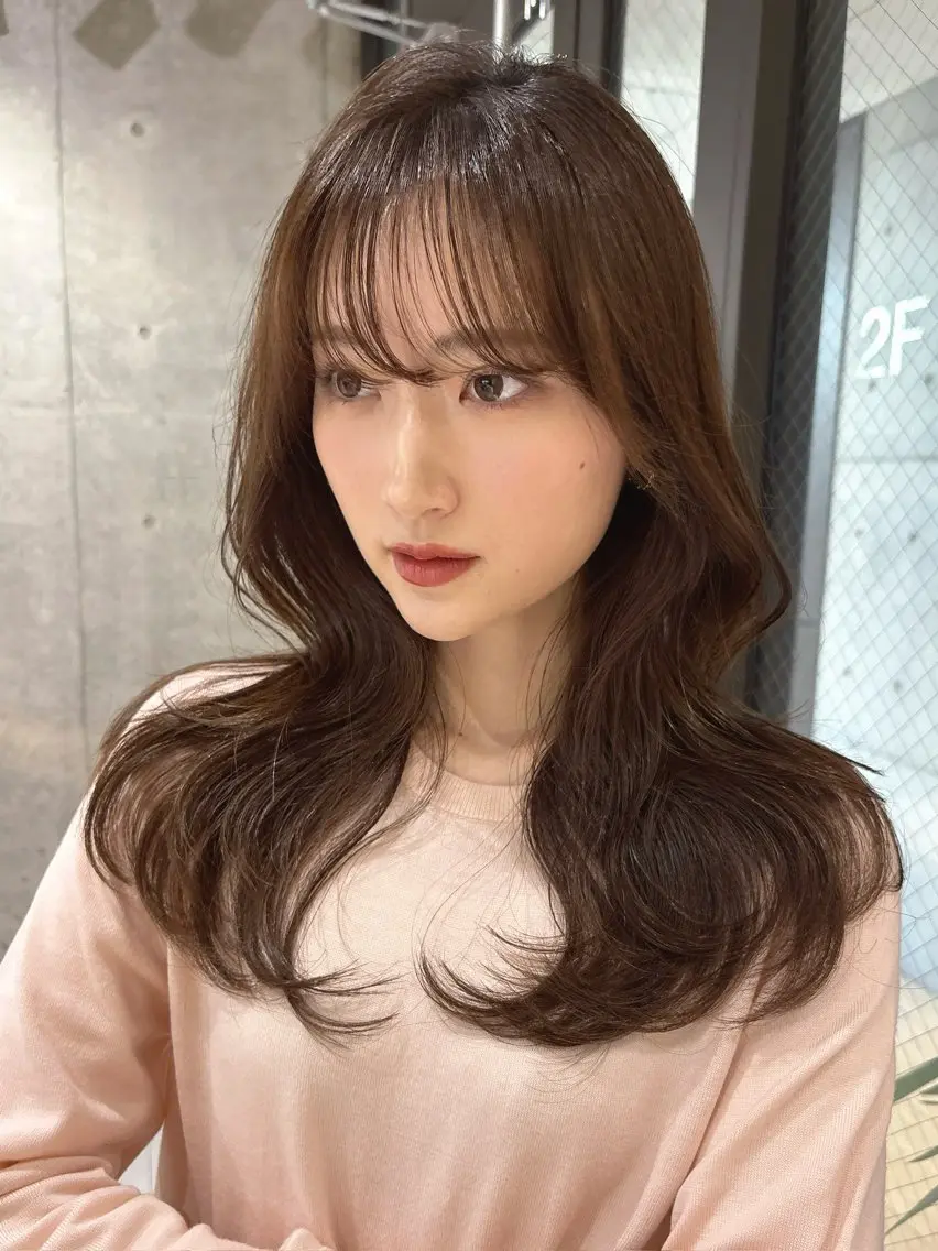 ミディアム カット ヘアカラー トリートメント 福岡縮毛矯正✨️ ストレート 向井和輝のヘアスタイル