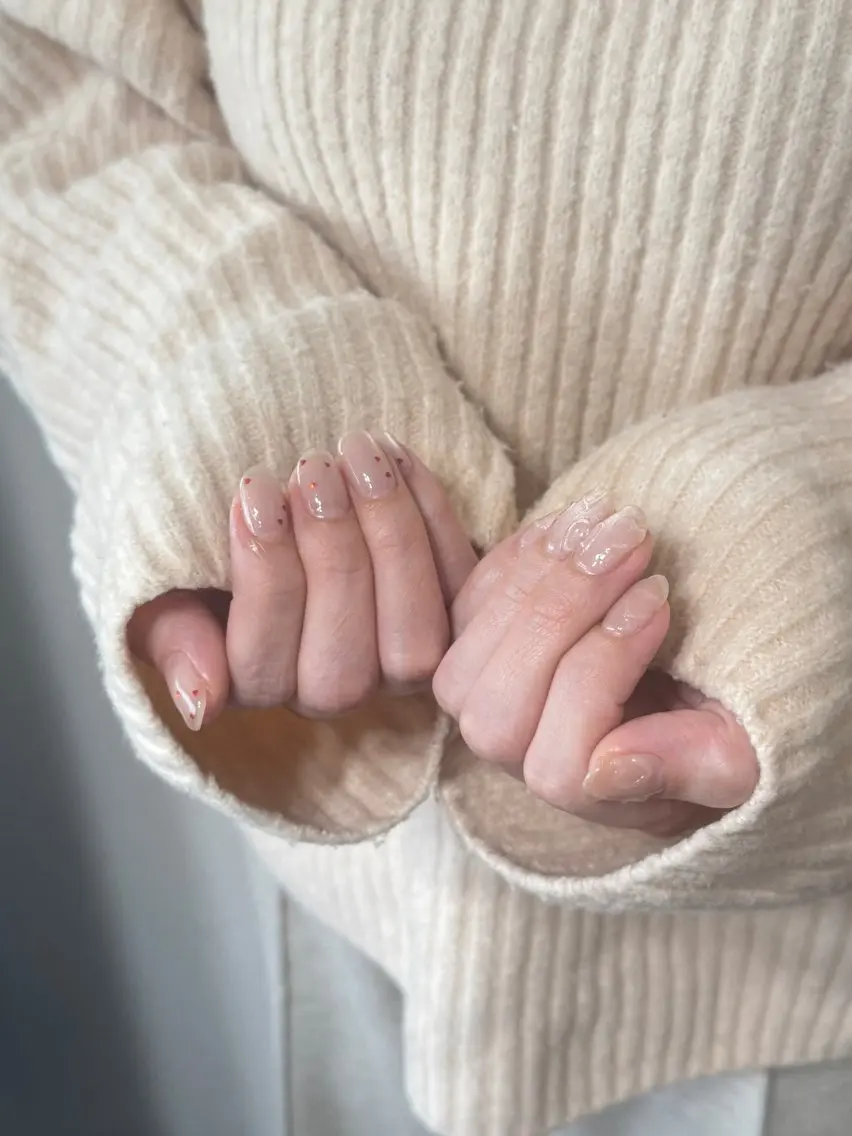 ネイル ハート 持ち込み バレンタイン ハンドネイル miel nailのネイルデザイン