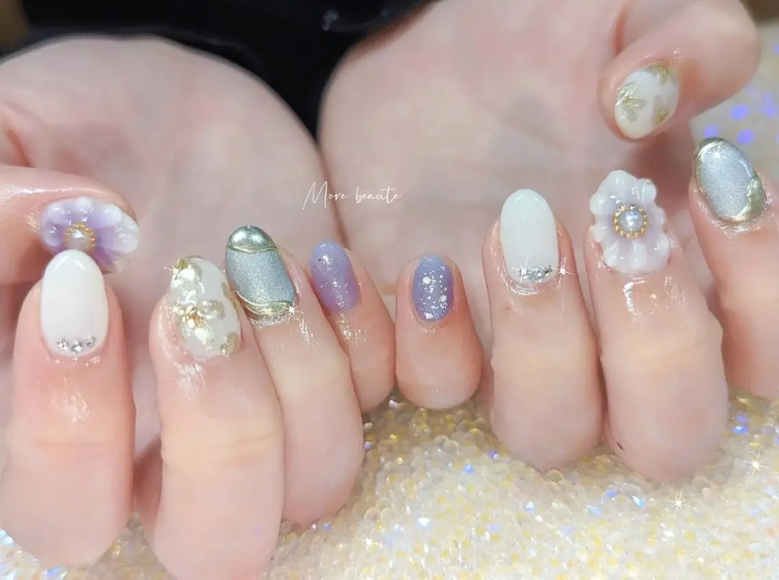 ネイル 長さ出し ジェルネイル ハート 韓国ネイル マグネットネイル ハンドネイル I LOVE ME NAIL.。.:*♡のネイルデザイン
