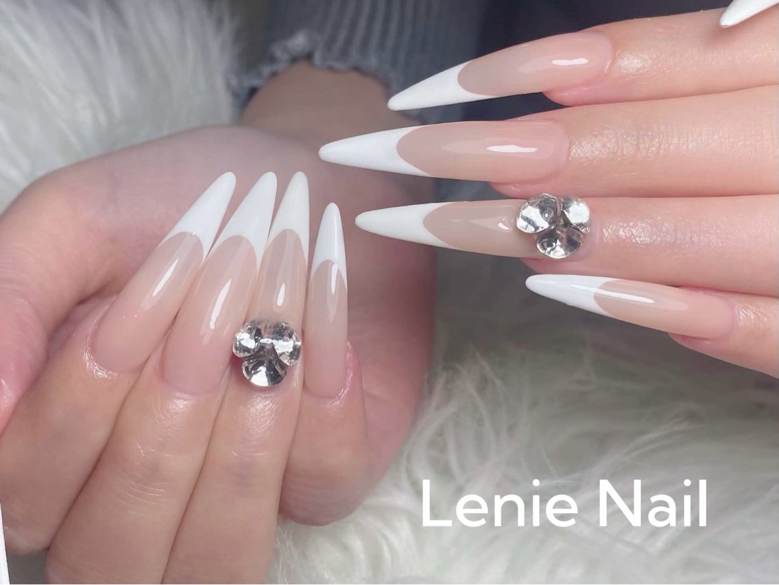 ネイル チークネイル 長さ出し フラッシュネイル フレンチネイル グラデーション ハンドネイル Lenie Nail Salonのネイルデザイン