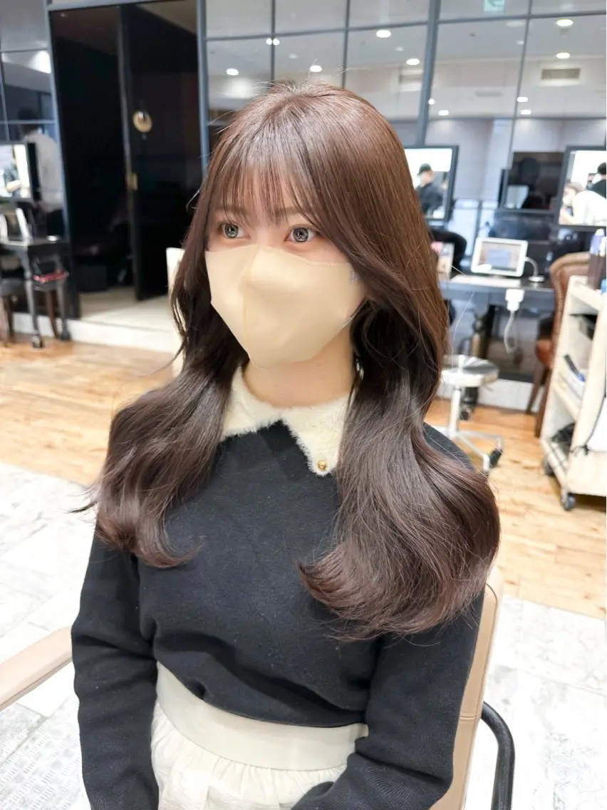 セミロング カラー ベージュカラー ブラウンカラー ブラウンベージュ くびれヘア 顔周りカット 顔周り/くびれヘア 韓国ヘア💕風間るなのヘアスタイル