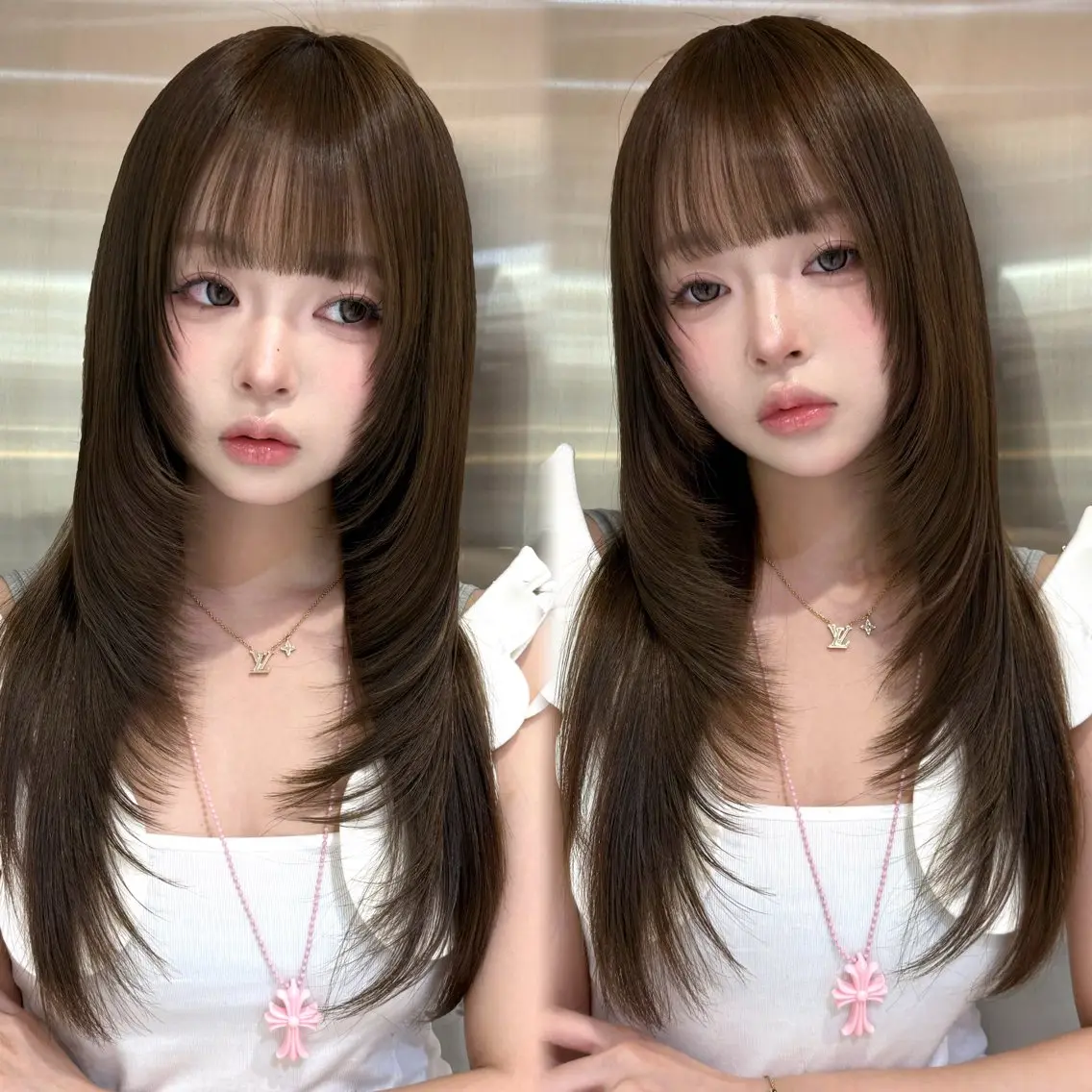 ロング カラー ケアカラー レイヤーカット カット ヘアカラー トリートメント ハッシュカット/ 水光艶カラー/RINのヘアスタイル