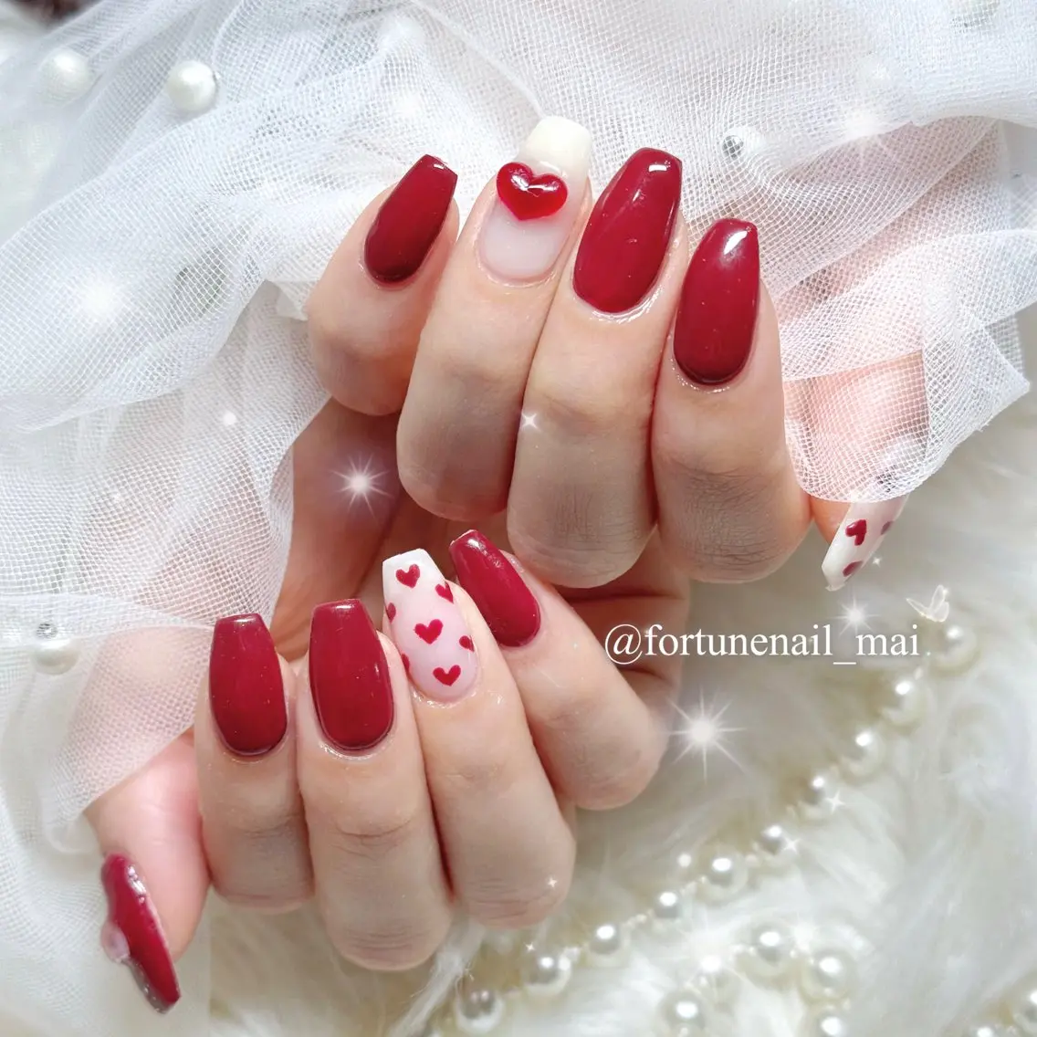ネイル バレンタイン ハンドネイル 🎀Mai 🎀のネイルデザイン