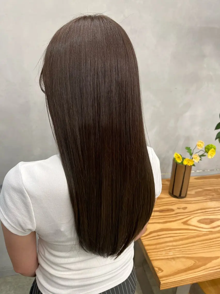 セミロング カラー パーマ ヘアカラー 縮毛矯正 縮毛矯正 / 透明感カラー首藤大翔のヘアスタイル