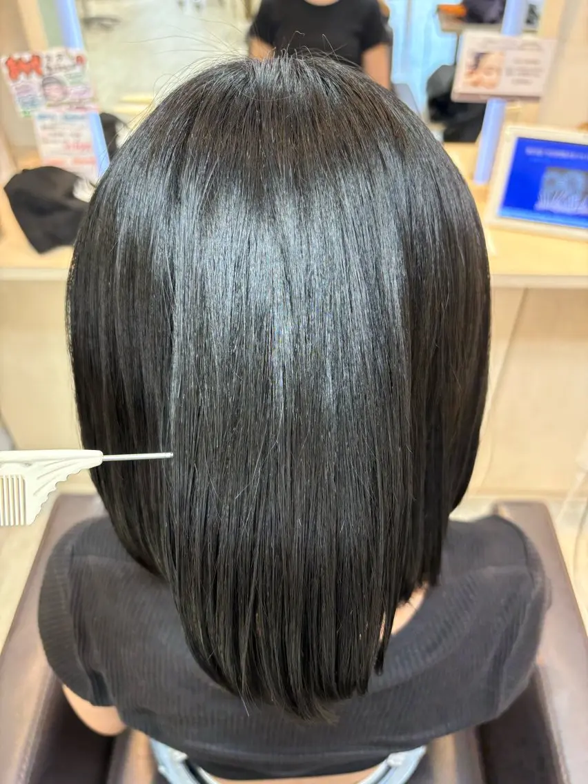 カラー 黒髪 ブルーカラー ブルーブラック 透明感カラー ダブルカラー CREA渋沢 モデル募集🌺アイナのヘアスタイル