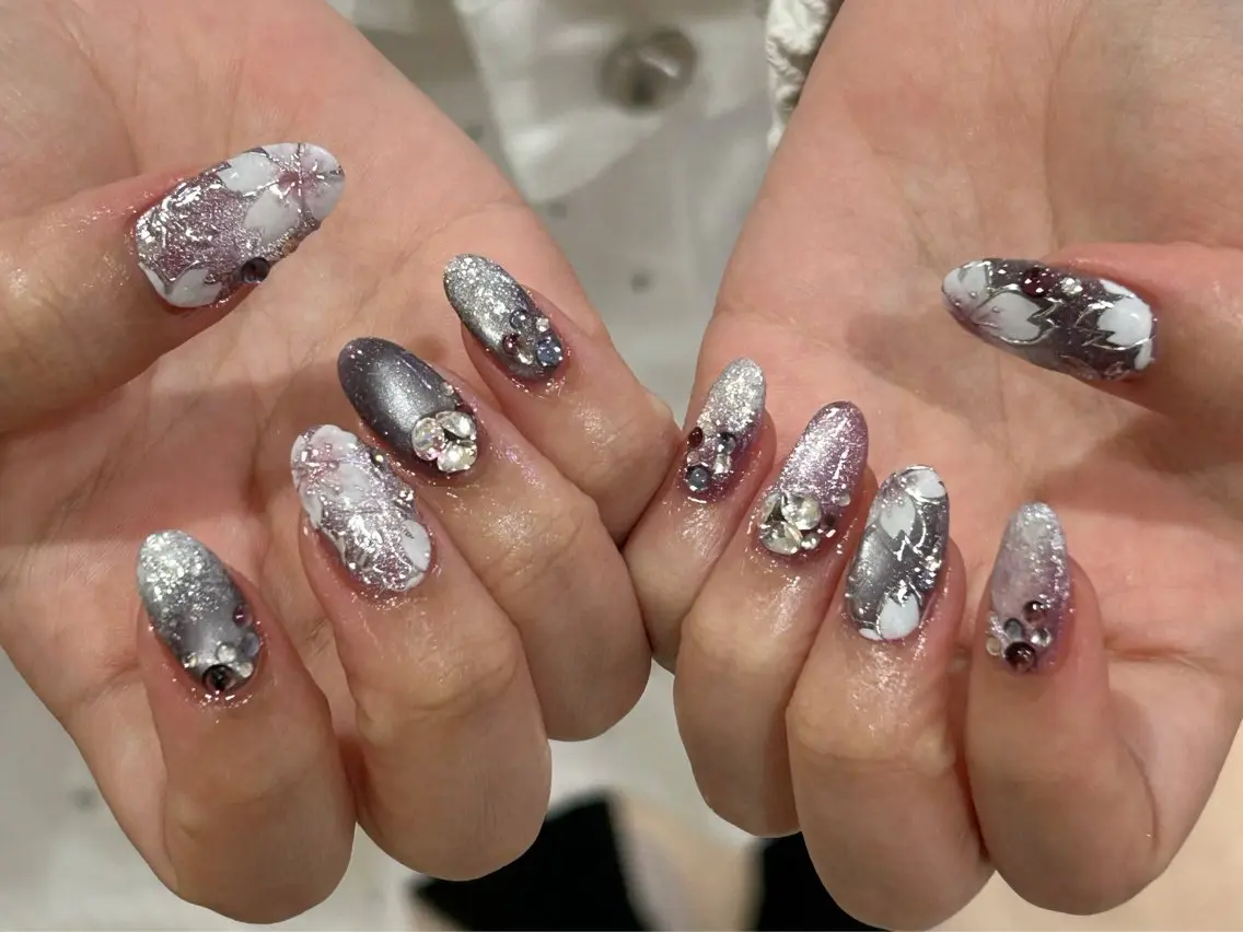 ネイル 桜ネイル 持ち込み 春ネイル ハンドネイル Bianca栄店 はるなのネイルデザイン